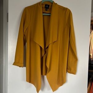Jules & Leopold Yellow Blazer with Draped Waterfall Collar and Long Sleeves